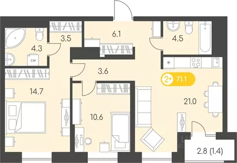 2-к кв. Удмуртия, Ижевск Столичный мкр, Новый Восход жилой комплекс ...