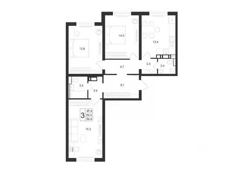 3-к кв. Воронежская область, Воронеж ул. Загоровского, 5/3 (86.4 м)