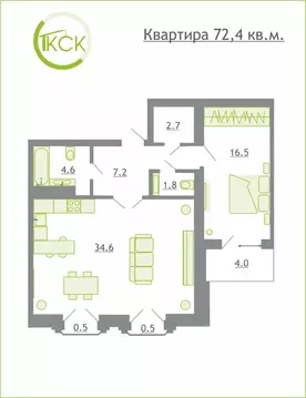 1-к кв. Смоленская область, Смоленск ул. Отрадная, 1А (73.5 м)