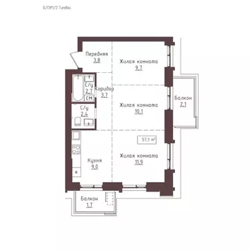 3-к кв. Алтайский край, Барнаул ул. Папанинцев, 155 (57.1 м)