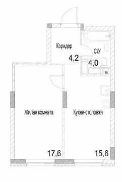 1-к кв. Нижегородская область, Нижний Новгород Карповка мкр,  (41.4 м)
