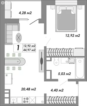 1-комнатная квартира: Оренбург, Северо-Восточный жилой район, ...