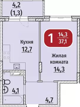 1-к кв. Чувашия, Чебоксары Гражданская ул., 97к1 (37.1 м)