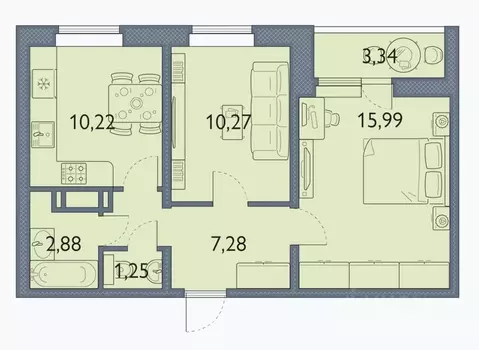 2-к кв. Брянская область, Брянск просп. Станке Димитрова, 67к7 (48.6 ...