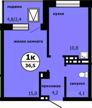 1-к кв. Красноярский край, Красноярск ул. Лесников, 55 (35.5 м)