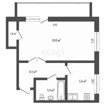 1-к кв. Татарстан, Альметьевск ул. Сулеймановой, 3 (34.4 м)