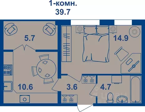1-к кв. Костромская область, Кострома Магистральная ул., 71 (39.4 м)