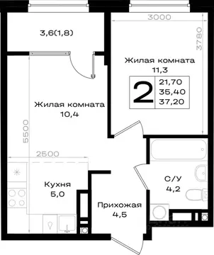2-к кв. Ростовская область, Аксай просп. Аксайский (37.2 м)