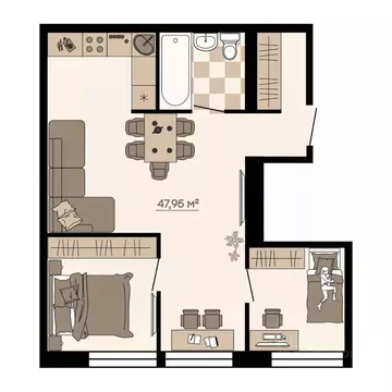 1-к кв. Приморский край, Владивосток ул. Грязелечебница (47.95 м)