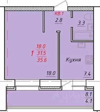 1-к кв. Алтайский край, Новоалтайск Индустриальная ул., 18А (35.6 м)