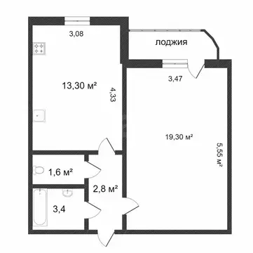 1-комнатная квартира: Тюмень, Широтная улица, 118к2 (45 м)