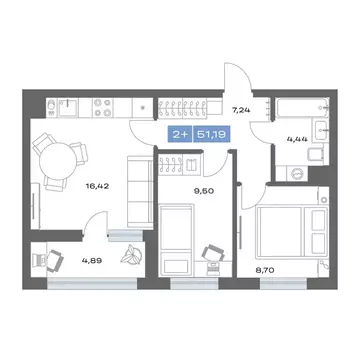 2-к кв. Тюменская область, Тобольск пер. Радищева, 17 (51.19 м)