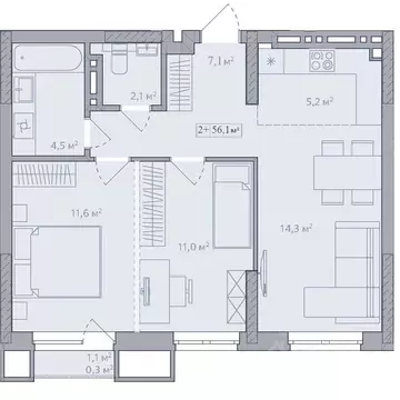 2-к кв. Башкортостан, Стерлитамак Солнечный мкр,  (56.8 м)