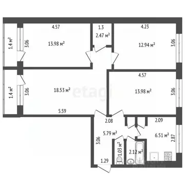 4-к кв. Мордовия, Саранск Севастопольская ул., 70 (78.0 м)