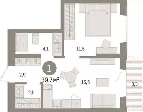 1-к кв. Липецкая область, Липецк пл. Петра Великого, 1 (39.7 м)