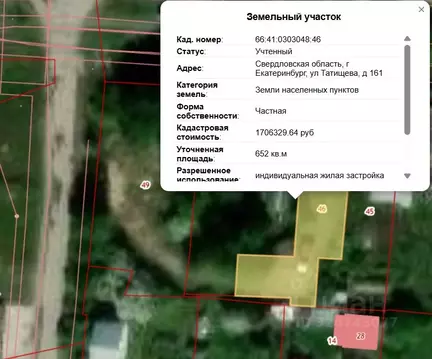 Участок в Свердловская область, Екатеринбург ул. Татищева, 161/1 (6.5 ...