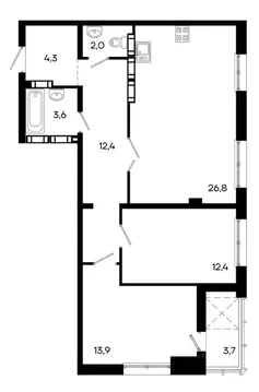 2-к кв. Крым, Симферополь ул. Севастопольская, 41/8 (79.1 м)