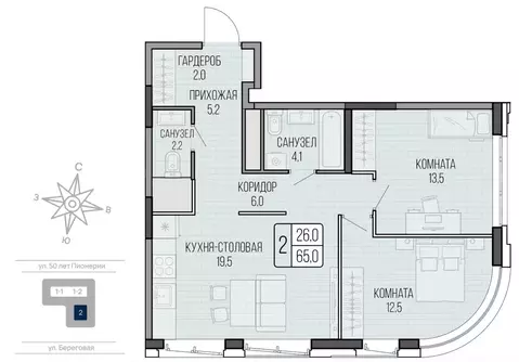2-к кв. Удмуртия, Ижевск Северо-Западный жилрайон, 7-й мкр, ЛайтХаус ...