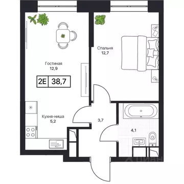 1-к кв. Московская область, Пушкино Пушкино Град жилой комплекс (37.9 ...