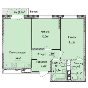 2-к кв. Удмуртия, Ижевск Союзная ул., 8Б (60.25 м)