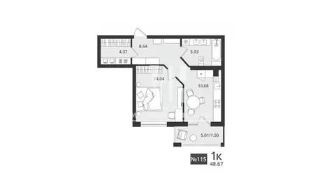 1-к кв. Калининградская область, Светлогорск Новая ул., 108-114 (48.67 ...