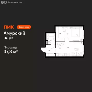 1-комнатная квартира: Москва, Амурская улица, 2Ак1 (37.3 м)