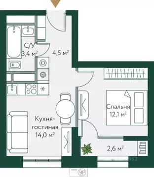 1-к кв. Волгоградская область, Волгоград Новосибирская ул., 74с1 ...
