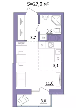 Студия Карелия, Петрозаводск Перевалка-2 мкр,  (27.0 м)