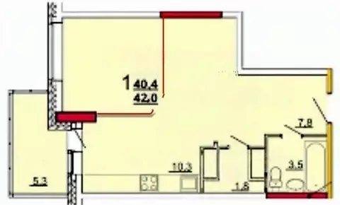 1-к кв. Тульская область, Тула ул. Болдина, 1к1 (39.4 м)