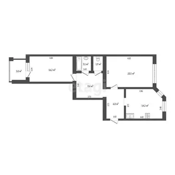 2-комнатная квартира: Тюмень, улица Карла Маркса, 12к1 (72.1 м)