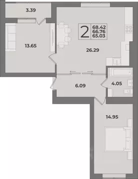 2-к кв. Калининградская область, Калининград Суздальская ул. (66.73 м)
