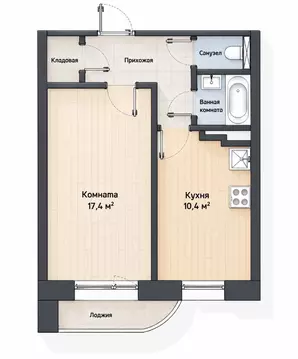 1-к кв. Санкт-Петербург ул. Сикейроса, 15К2 (38.6 м)