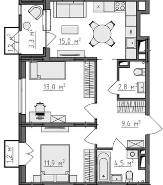 2-к кв. Владимирская область, Владимир Сновицы-Веризино мкр,  (59.17 ...
