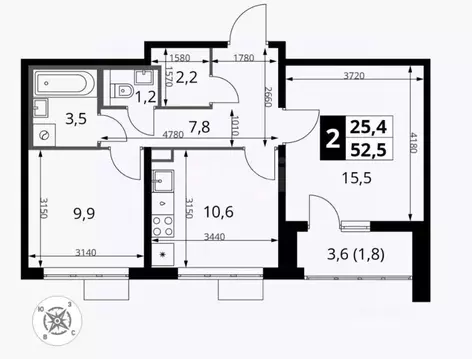 2-к кв. Московская область, Ленинский городской округ, пос. Битца ...