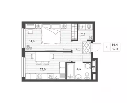 1-к кв. Дагестан, Дербент ул. Сальмана (37.9 м)