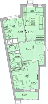 2-к кв. Белгородская область, Белгород ул. Игоря Чернухина (61.78 м)