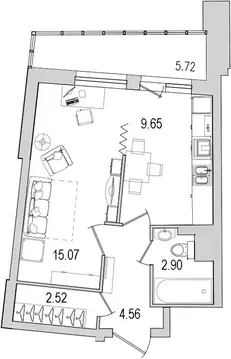 1-комнатная квартира: Санкт-Петербург, улица Кустодиева, 7к1 (40.42 м)