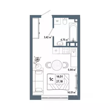 Студия Башкортостан, Уфа 42-й кв-л,  (27.29 м)