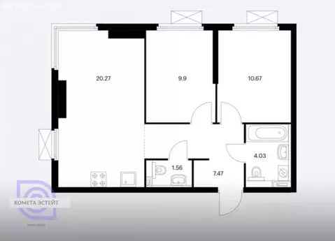 2-комнатная квартира: Москва, Очаковское шоссе, 5к1 (52.4 м)