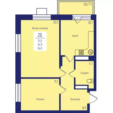2-к кв. Красноярский край, Красноярск Свободный просп., 66Рк4 (56.0 м)