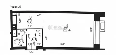 Квартира-студия: Москва, проезд Серебрякова, 11к2 (34.3 м)