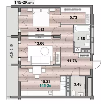 2-к кв. Калининградская область, Зеленоградск ул. Гагарина (72.18 м)