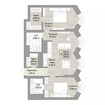 3-к кв. Хабаровский край, Хабаровск ул. Имени Лейтенанта С.В. Орлова ...