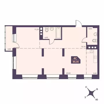 4-к кв. Новосибирская область, Новосибирск Ленинградская ул., 104 ...