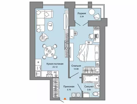1-комнатная квартира: Пермь, улица Дзержинского, 35А (49 м)