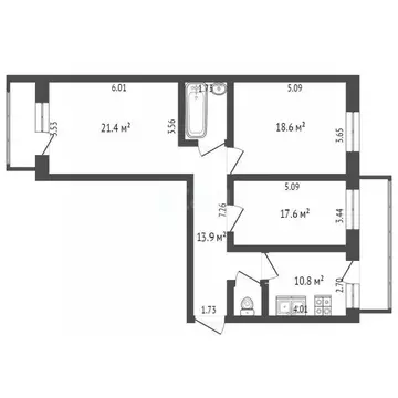 3-к кв. Вологодская область, Вологда Белозерское ш., 10 (88.3 м)