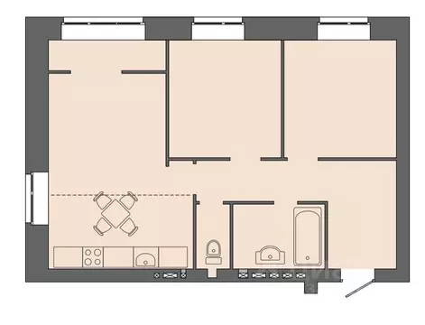 3-к кв. Волгоградская область, Волгоград ул. Дегтярева, 19 (64.75 м)