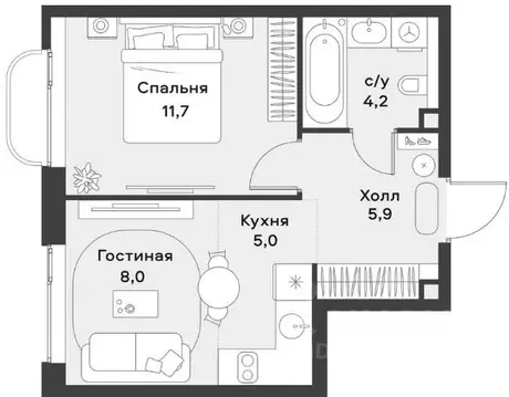 1-к кв. Москва бул. Небесный, 1к1 (34.0 м)