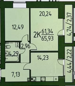 2-к кв. Томская область, Томский район, д. Кисловка, Левобережный мкр ...