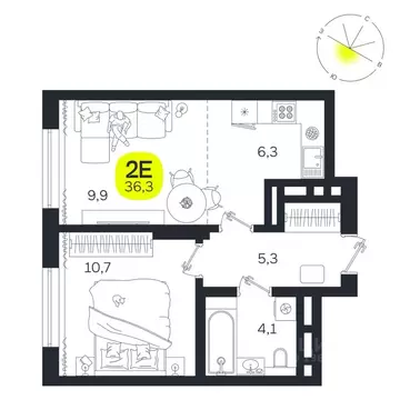 2-к кв. Свердловская область, Екатеринбург Южная Ботаника жилрайон, ...